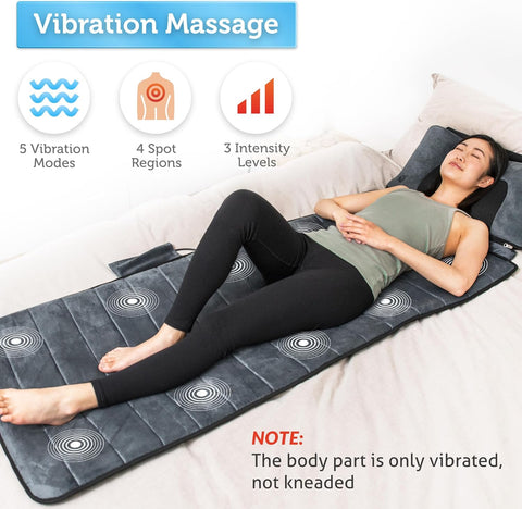 Comfier Massage Mat with Heat Pad,Full Body Massage Bed with Shiatsu Neck Massage Pillow