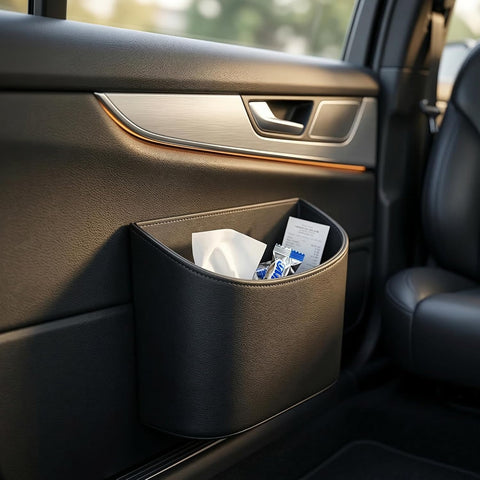 Car Door Trash Bin Organizer Storage Box – PU Leather