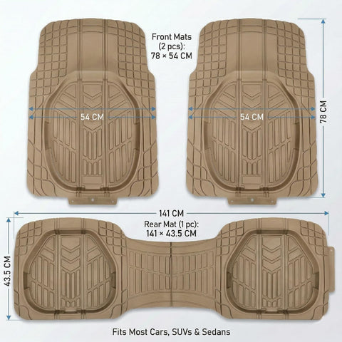 Premium Rubber Car Floor Mats, 78x54cm 5 Pcs Set, Anti-Slip Waterproof with Cargo Liner