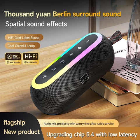 Portable Heavy Bass Bluetooth Speaker with RGB LED Light – Wireless Stereo Speake
