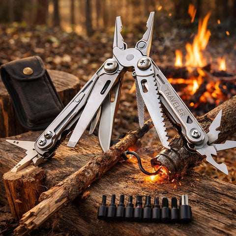 Stainless Steel Multi Tool Pliers – Heavy Duty Multitool with Knife, Saw, Screwdrivers & Wire Cutter - Survival Tool for Camping Tool-3