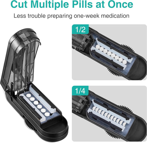 Fullicon Multiple Pill Cutter, Adjustable Pill Cutter for Small Pills with Accurate Pill Alignment, Stainless Steel Cutting Blade & Blade Guard