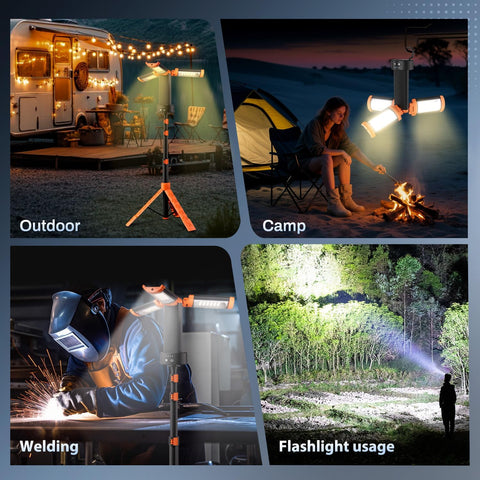 Rechargeable 10000 Mah Camping Light with Stand, Telescoping Camping Light for Power Outages