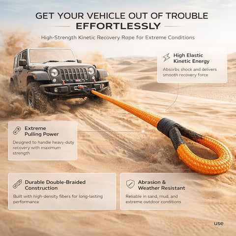 20T - 9M Heavy Duty Synthetic Winch Rope – Off-Road Recovery Tow Rope with Reinforced Loops, High Strength Braided Cable for SUV, Truck, ATV, UTV (Copy)