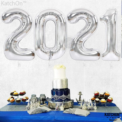 Silver Number Balloons in Helium Foil Mylar No.0