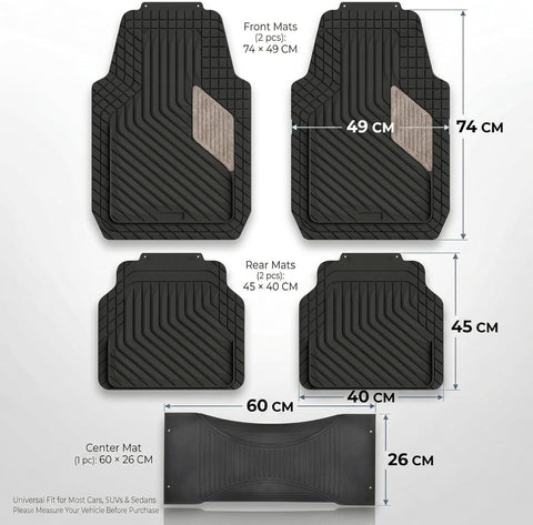 5 Pcs Set Car Floor Mats, Premium Rubber Anti-Slip Waterproof Car Mats with Cargo Liner 74 x 49cm