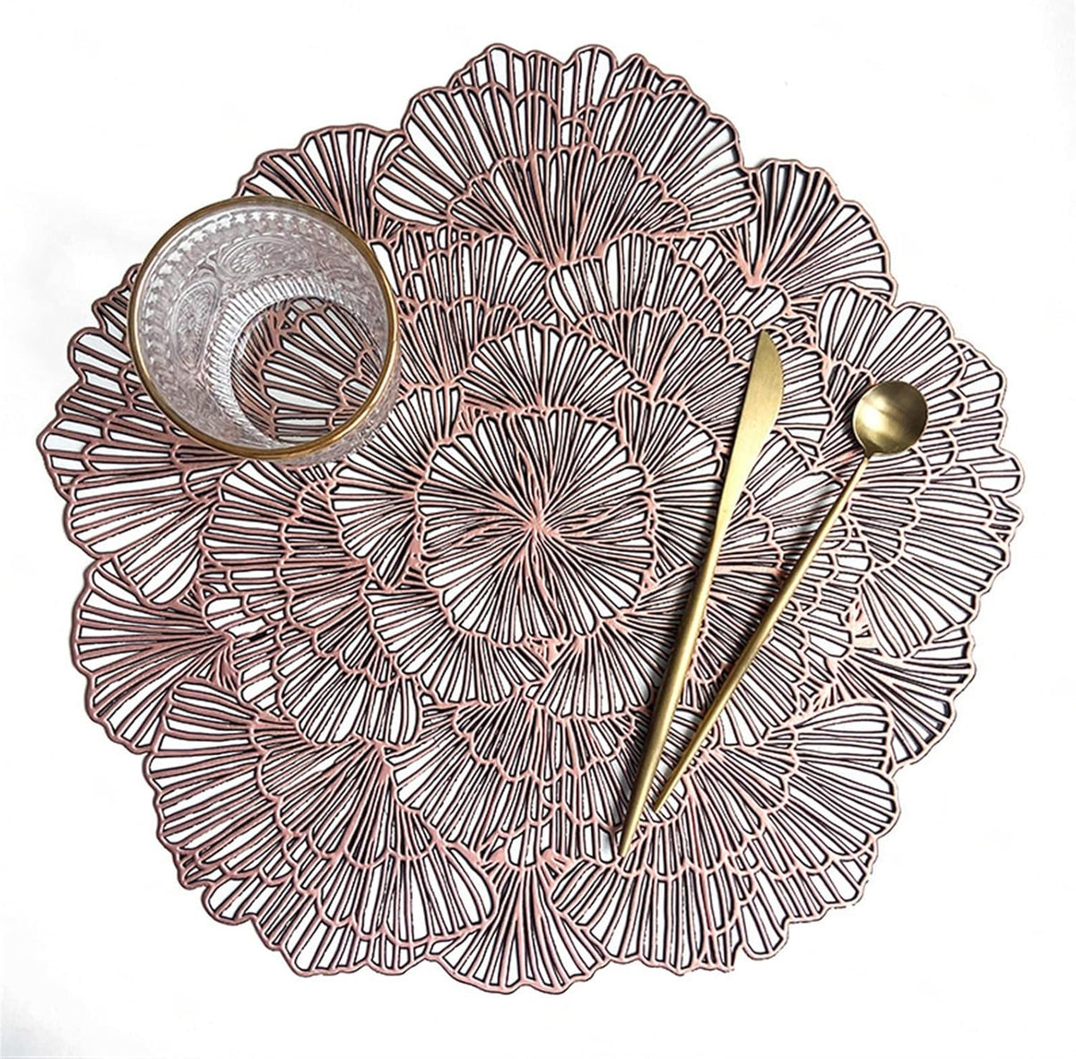 Round Placemats For Restaurant Hollow PVC Decoration Meal Mat  (10Pc Set)