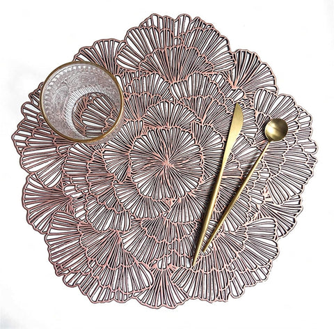 Round Placemats For Restaurant Hollow PVC Decoration Meal Mat  (10Pc Set)