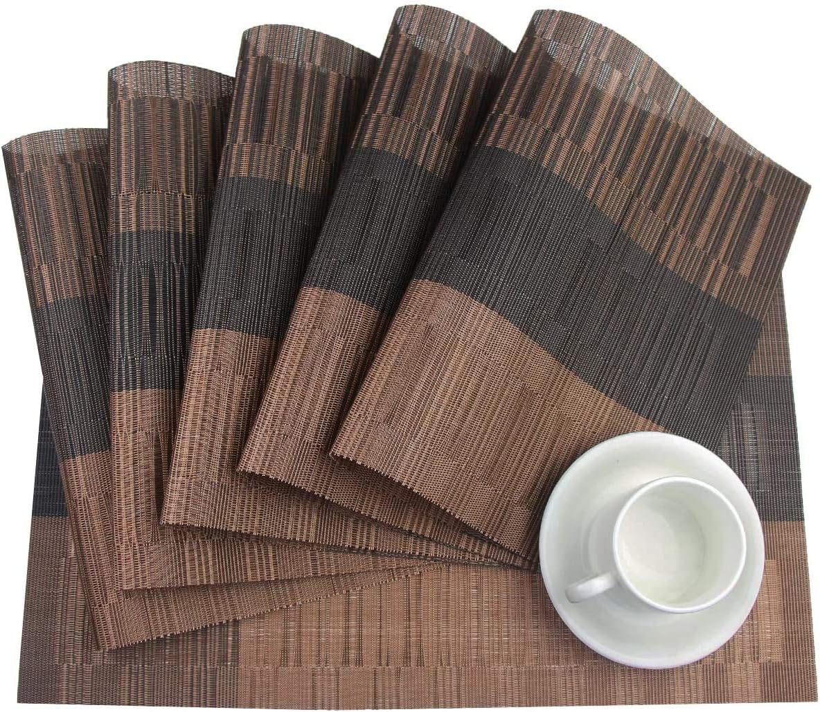 Kitchen Dinning Mats Set PVC Placemats Non-slip Table Mats Retro Luxury Court Style Heat-resistant (10Pc Set)