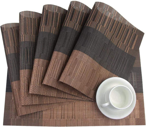 Kitchen Dinning Mats Set PVC Placemats Non-slip Table Mats Retro Luxury Court Style Heat-resistant (10Pc Set)