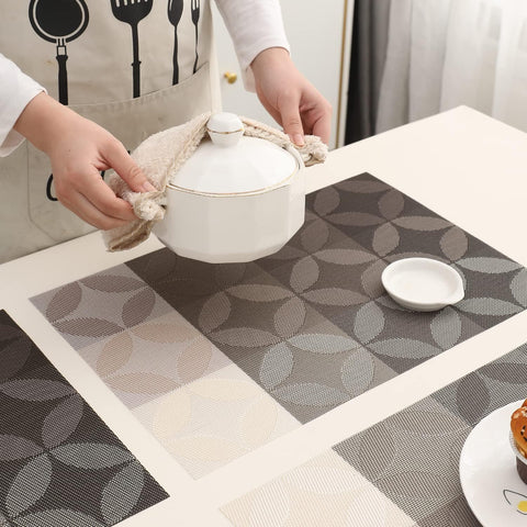 PVC Vinyl Washable Table Mats for Dining Table - 45x30 cm Placemats (10Pc Set)
