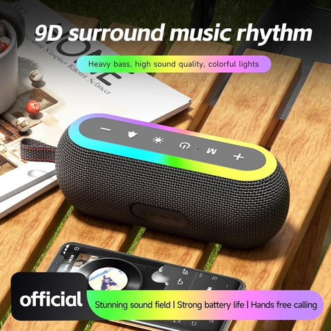 Portable Heavy Bass Bluetooth Speaker with RGB LED Light – Wireless Stereo Speake