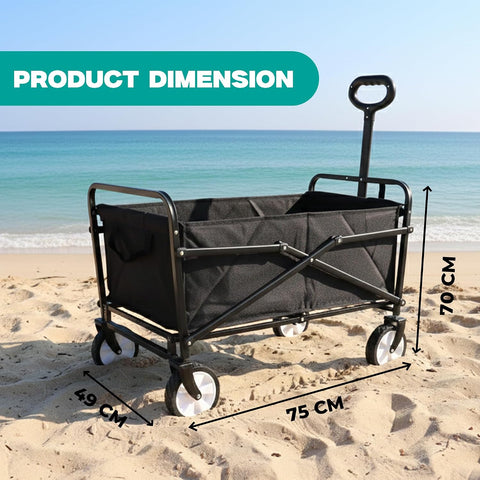 Procamp Value Beach Trolley | Durable Black Foldable Cart With Wheels - Camping Beach Wagon Trolley For Easy Pulling