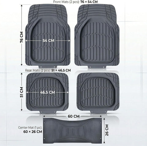 5 Pcs Set Premium Rubber Car Floor Mats, Anti-Slip Waterproof with Cargo Liner (76*54cm)