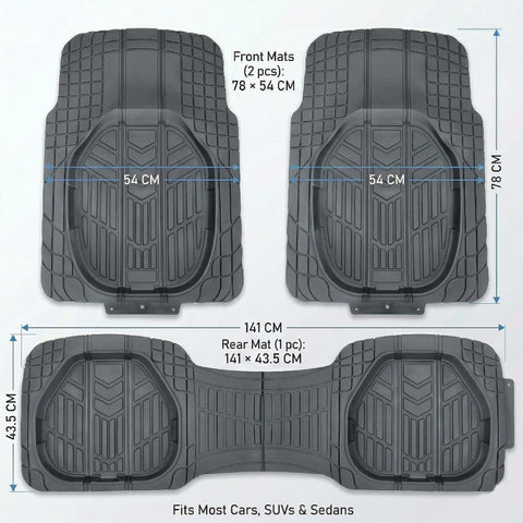 3 Pcs Set Car Floor Mats, Premium Rubber Anti-Slip Waterproof Car Mats with Cargo Liner, All Weather Front and Rear Connected Mats (78 * 54cm)