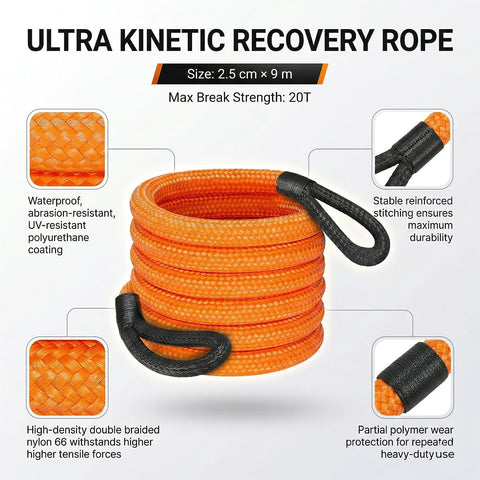 20T - 9M Heavy Duty Synthetic Winch Rope – Off-Road Recovery Tow Rope with Reinforced Loops, High Strength Braided Cable for SUV, Truck, ATV, UTV (Copy)