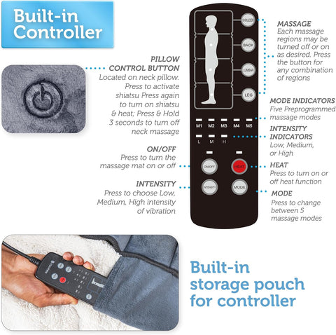 Comfier Massage Mat with Heat Pad,Full Body Massage Bed with Shiatsu Neck Massage Pillow