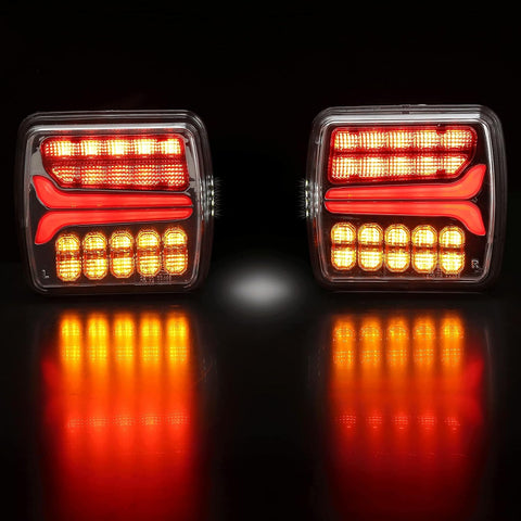 Olmecs 2Pcs 12V 24V Led Trailer Lights, Waterproof Trailer Tail lights,5Functions Rear Lights,ECE Approval