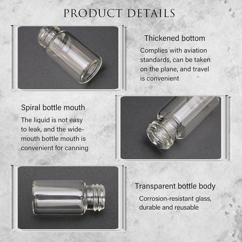 Willow Clear Liquid Sampling Glass Bottles with Black Screwcap 3ml  (36Pc Pack)