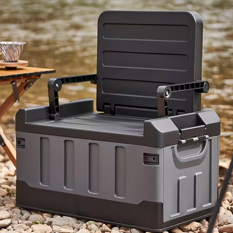 Camping Plastic Storage Box with Lids 60L, Storage Containers Stackable Plastic Bins for Home & Office Organization