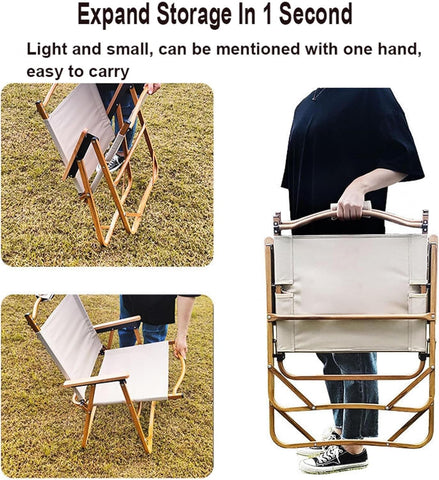 Foldable Camping Chair with Cup Holder Black, Outdoor Portable Foldable Chair