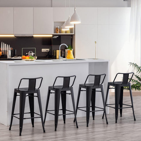 Olmecs Metal Bar Chair With Back Support High Chair (Black)