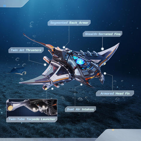 ROKR 3D Metal Puzzles for Adults Manta Ray Mechanical 3D Metal Model Kits for Adults to Build Unique Electric Mechanical Toy