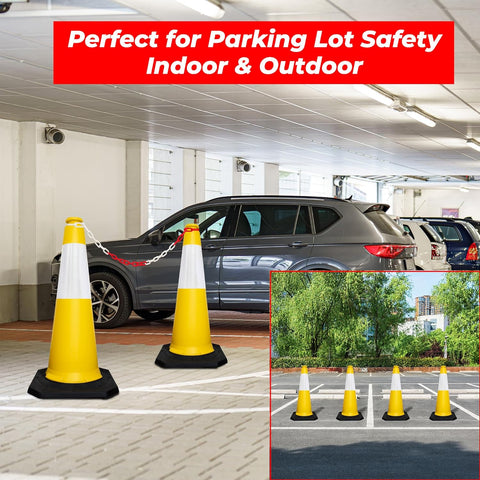 Olmecs Traffic Cone with PE Base – 100CM | PPC Road Safety Reflective Cone | High-Visibility Street Cone with Wide Collar (10 Cones)