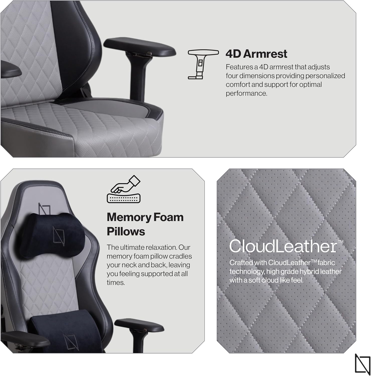 Navodesk APEX AIR, Ergonomic Gaming Chair (CLOUD LEATHER - M, ULTIMATE GREY)