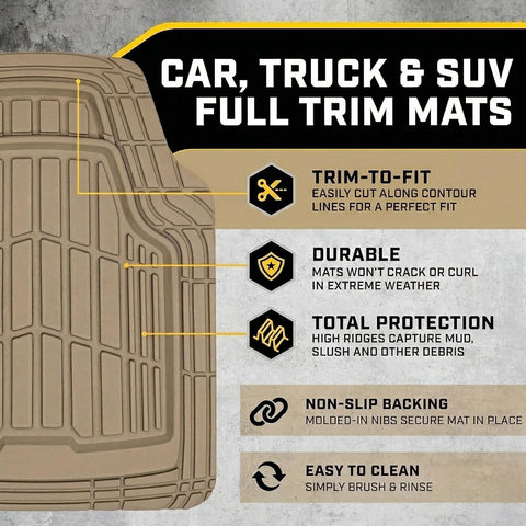 Premium Rubber Car Floor Mats, 76 * 54cm 5 Pcs Set, Anti-Slip Waterproof with Cargo Liner