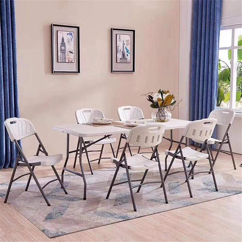 Olmecs Set of 2 White Plastic Folding Dining Chair