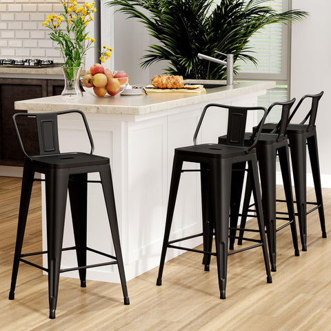 Olmecs Metal Bar Chair With Back Support High Chair (Black)