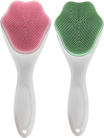 2 PC Silicone Facial Cleansing Brush Silicone Facial Scrubber Manual Exfoliating Facial Brush