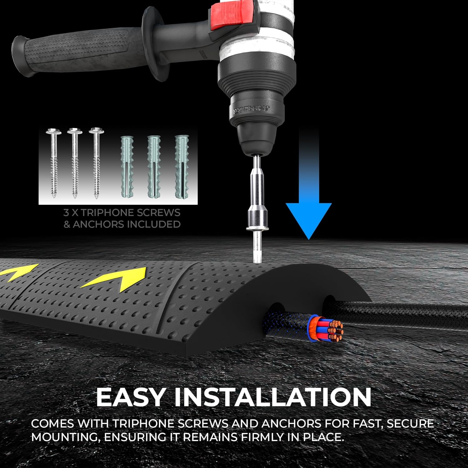 Olmecs Reflective Traffic Safety Speed Ramp with 2 Channel Cable Protector