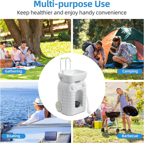Portable Camping Sink, 45 L Handwashing Station with Adjustable Wash Basin, Soap Dispenser, Metal Handle