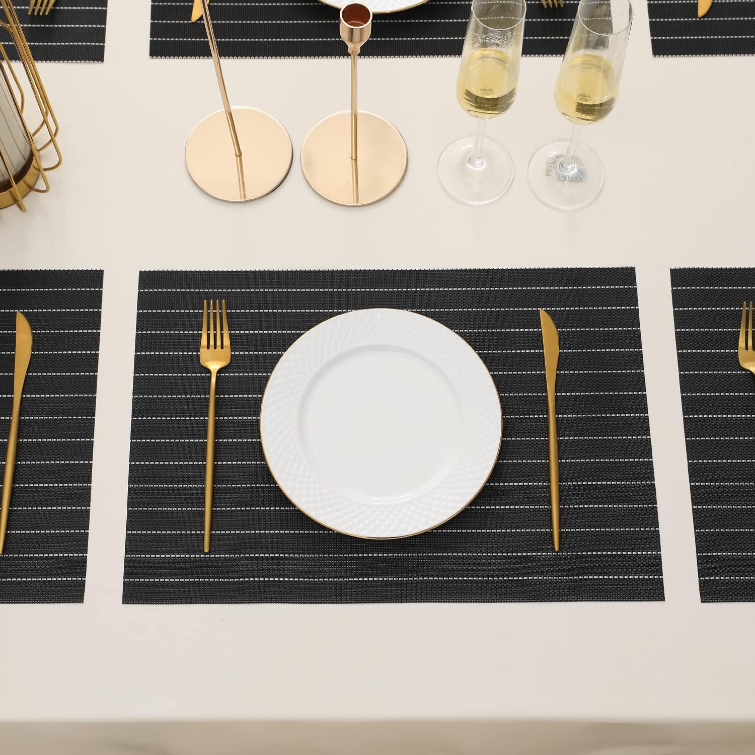 PVC Washable Mats for Dining Table - 45x30 cm Placemats Heat-resistant (10Pc Set)