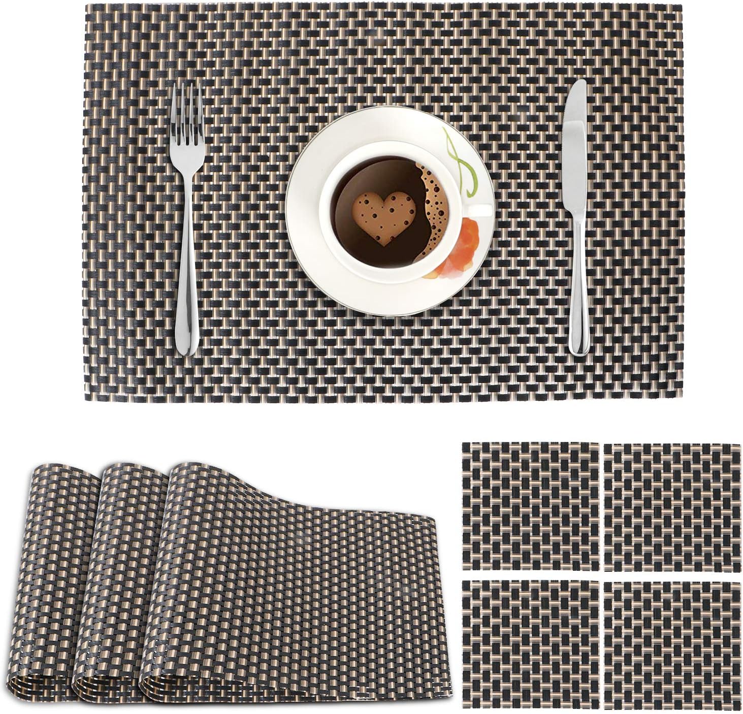 PVC Non-Slip Heat Resistant, Table Set for Kitchen, Dining Table, Hotel (10Pc Set)