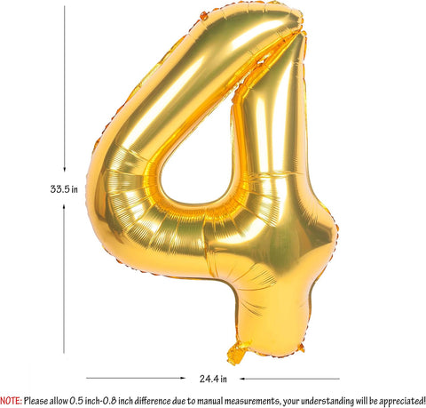Gold Number Balloons in Helium Foil Mylar No.4