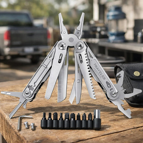 Stainless Steel Multi Tool Pliers – Heavy Duty Multitool with Knife, Saw, Screwdrivers & Wire Cutter - Survival Tool for Camping Tool-3