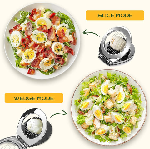 Egg Slicer for Hard Boiled Eggs, Egg Cutter Heavy Duty for Strawberry Fruit Garnish Slicer, Stainless Steel Wire with 3 Slicing Styles