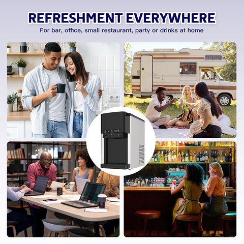 3 in 1 Water Dispenser with Ice Maker, Nugget Ice Maker Countertop, Bullet & Crushed Ice