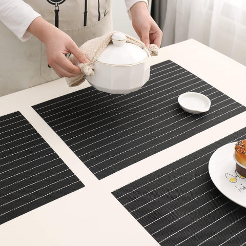 PVC Washable Mats for Dining Table - 45x30 cm Placemats Heat-resistant (10Pc Set)