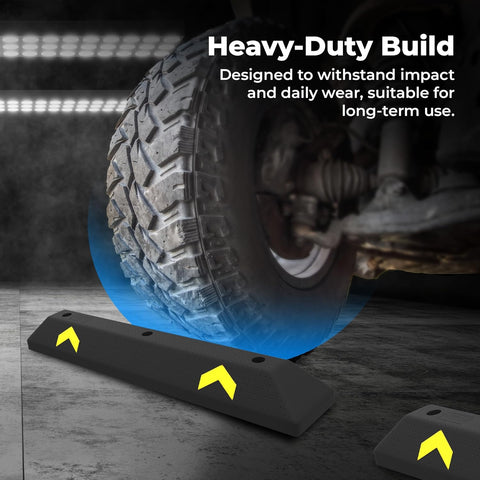 Olmecs  Parking Wheel Stop 90 CM Black | PVC Heavy Duty Parking Curbs with Yellow Reflector