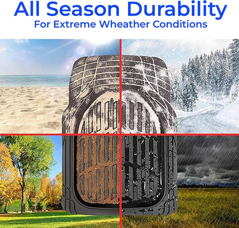 Premium Rubber Car Floor Mats, 76 * 54cm 5 Pcs Set, Anti-Slip Waterproof with Cargo Liner