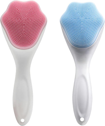 2 PC Silicone Facial Cleansing Brush Silicone Facial Scrubber Manual Exfoliating Facial Brush