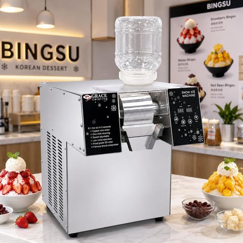 GRACE Commercial Bingsu Snowflakes Ice Machine, 200kg/24H Capacity, 1200W Snow Ice Shaver