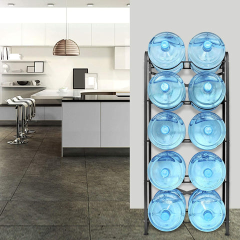 5 Gallon Water Bottle Holder for 10 Bottles, 5 Tiers Heavy-Duty