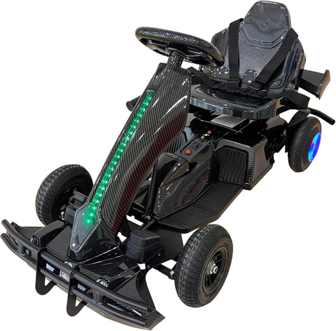 BIKE Electric Go Kart, LED Lights, Pedal Drive, 36V Battery Powered, Kids Ride-On Vehicle (Purple)