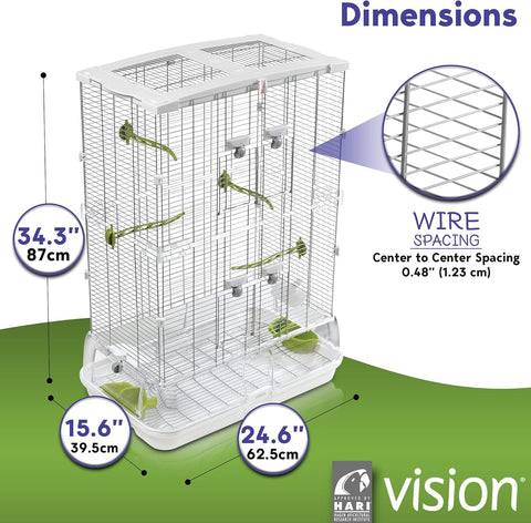 Vision M02 Wire Bird Cage, Bird Home For Parakeets, Finches And Canaries, Tall Medium