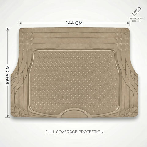 Car Boot Mat, Heavy Duty Waterproof Trunk Liner, Anti-Slip Rubber Cargo Mat (144x109Cms)